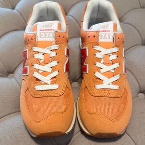 New Balance 574 Orange and Red Sneakers